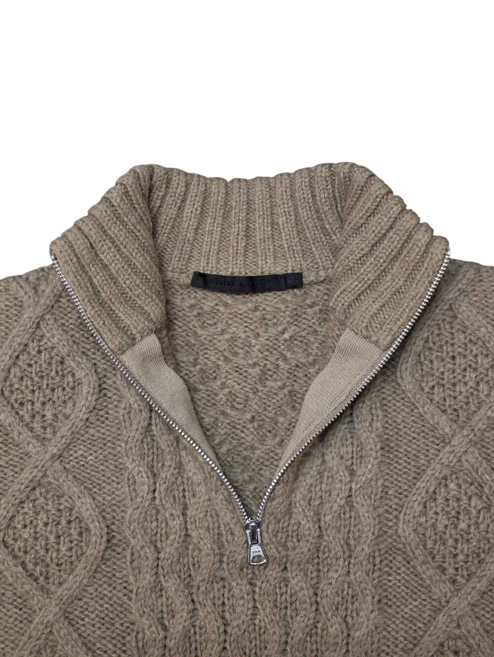 JENNI KAYNE CABLEKNIT HALF ZIP SWEATER CLOVE S - Picture 6 of 11
